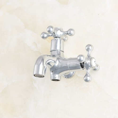 Grifo de lavandería de latón cromado para fregona de piscina/baño montado en la pared de dos vías - Imagen 4 de 5