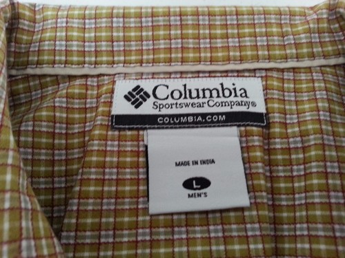 Columbia brown, gold, white, red check short sleeve button down - mens large - Picture 4 of 4