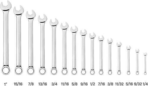 Juego De Llaves Combinadas De 15 Piezas Con Tamaños Grabados SAE Nuevo - Picture 3 of 8