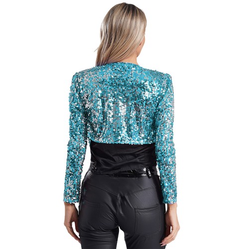 Womens Jacket Metallic Cardigan Festival Blazer Disco Outerwear Cocktail Coats - Picture 46 of 62