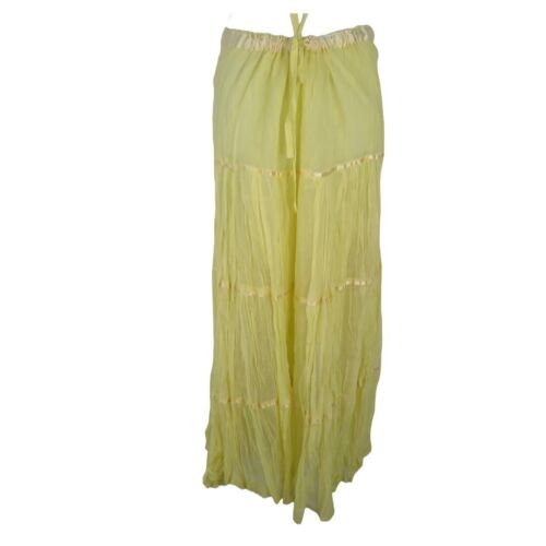 Skirt | 4 Panel | Voile Fine Cotton | Coverup | Handmade | Drawstring | Yellow - Picture 2 of 3