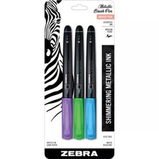 New Zebra Pen Metallic Brush Pen, Medium Point, Pigment Ink, Assorted Colors, Ze