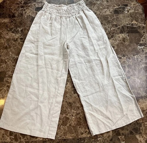 BY ANTHROPOLOGIE COLETTE WEITBEIN LEINENHOSE Damen ELFENBEIN XS Costal Beachy