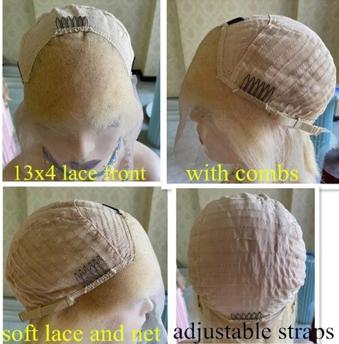 Peluca corta recta Bob HD de encaje Peluca de cabello humano virgen Rubio ceniza resaltado - Imagen 6 de 19