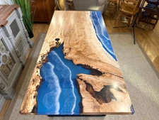 Ocean Resin Table, Handmade Blue Ocean Epoxy Resin Table Top, Handmade Furniture