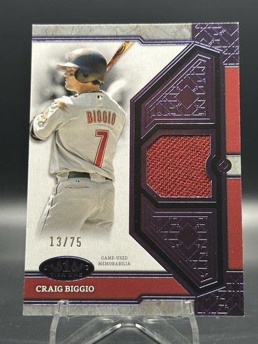 2024 TOPPS TIER ONE CRAIG BIGGIO SINGLE RELIC PURPLE FOIL ASTROS GAME USED 13/75 - Picture 3 of 6