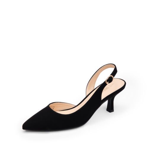 Women Slingback Pumps Low Kitten Heel Pointed Toe Slip On Wedding Pump Shoes - Picture 3 of 38