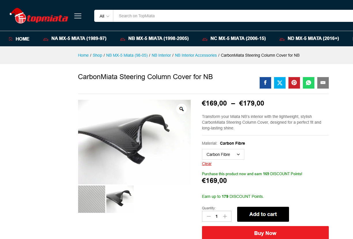 Cache sous volant Mazda MX5 protection colonne direction Miata plastique noir