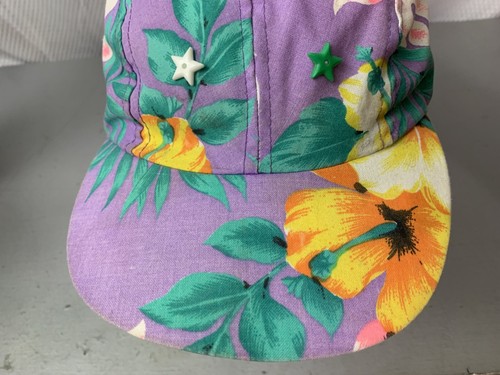WENDY'S Fast Food Restaurant Snapback Hat Vintage 80's 90's Floral Hawaiian - Picture 2 of 11