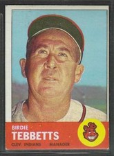 1963 TOPPS # 48 BIRDIE TEBBETTS INDIANS EX/NM O/C
