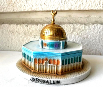Vintage Jerusalem Figurine Mosque AL Aqsa Gold Plated Holy Land Hand Painted