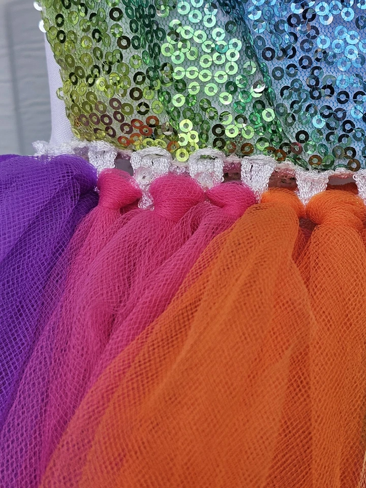 Rainbow Unicorn Tutu Dress Handmade Sequin Costume Play Sz 4-5 yrs - Image 4 of 4