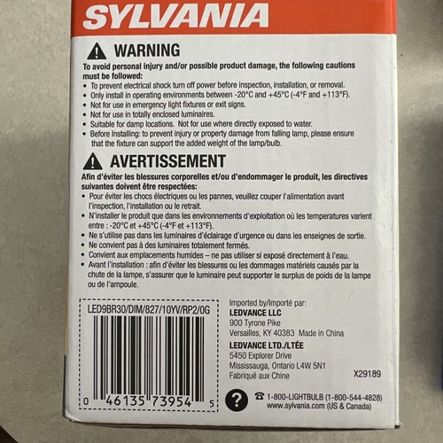 Sylvania LED 65 W Equiv Dimmable Soft White BR30 Flood Light Bulbs 2 PACK NEW - Picture 4 of 4