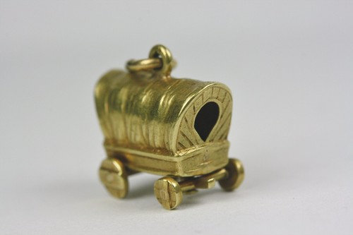 Rare Victorian 1900 14K Gold American Centennial Pioneer Wagon Pendant Charm ! - Picture 2 of 11