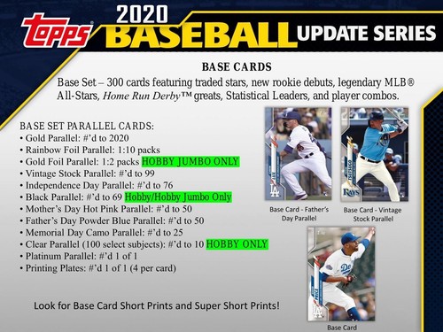 2020 Topps Update Series Baseball Hobby Box 24 Packs Per Box, 14 Cards Per Pack - Picture 4 of 10