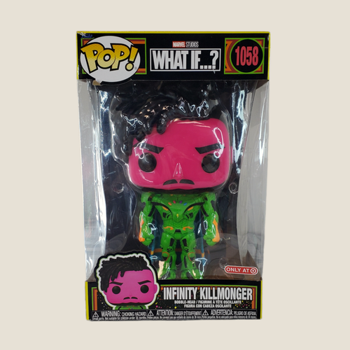 Funko POP! Exclusive Jumbo: What If? INFINITY Killmonger Blacklight - Brand New - Picture 2 of 5