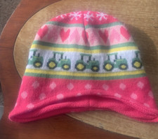 John Deere Tractor Winter Hat/Beanie Toddler Girl's One Size Pink, Fleece Lined