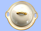 Antique Porcelain White with Gold 3 Piece Covered Butter Dish, Nippon /Japan