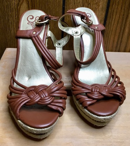 Damen-Espadrille-Keilsandale Anthropologie Seychellen braun Leder geknotet 8 - Bild 10 von 11