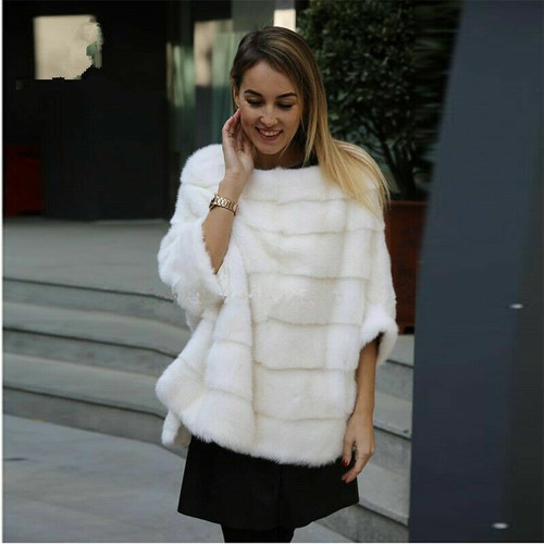 Women's Real Mink Fur Coats Thick Shawl Cape Winter Warm High Quality Poncho New - Picture 9 of 37