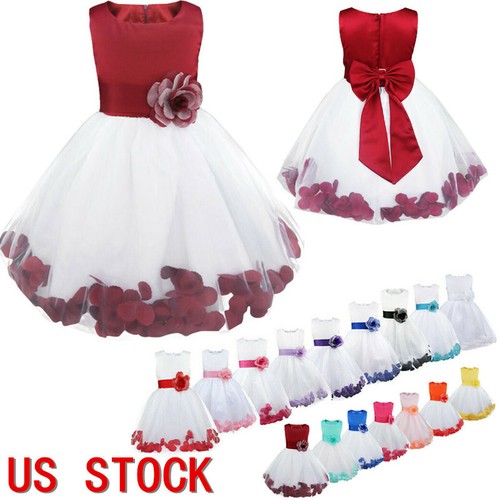 Girls' Flower Petals Princess Dress Wedding Birthday Pageant Formal Ball Gown - Picture 2 of 94