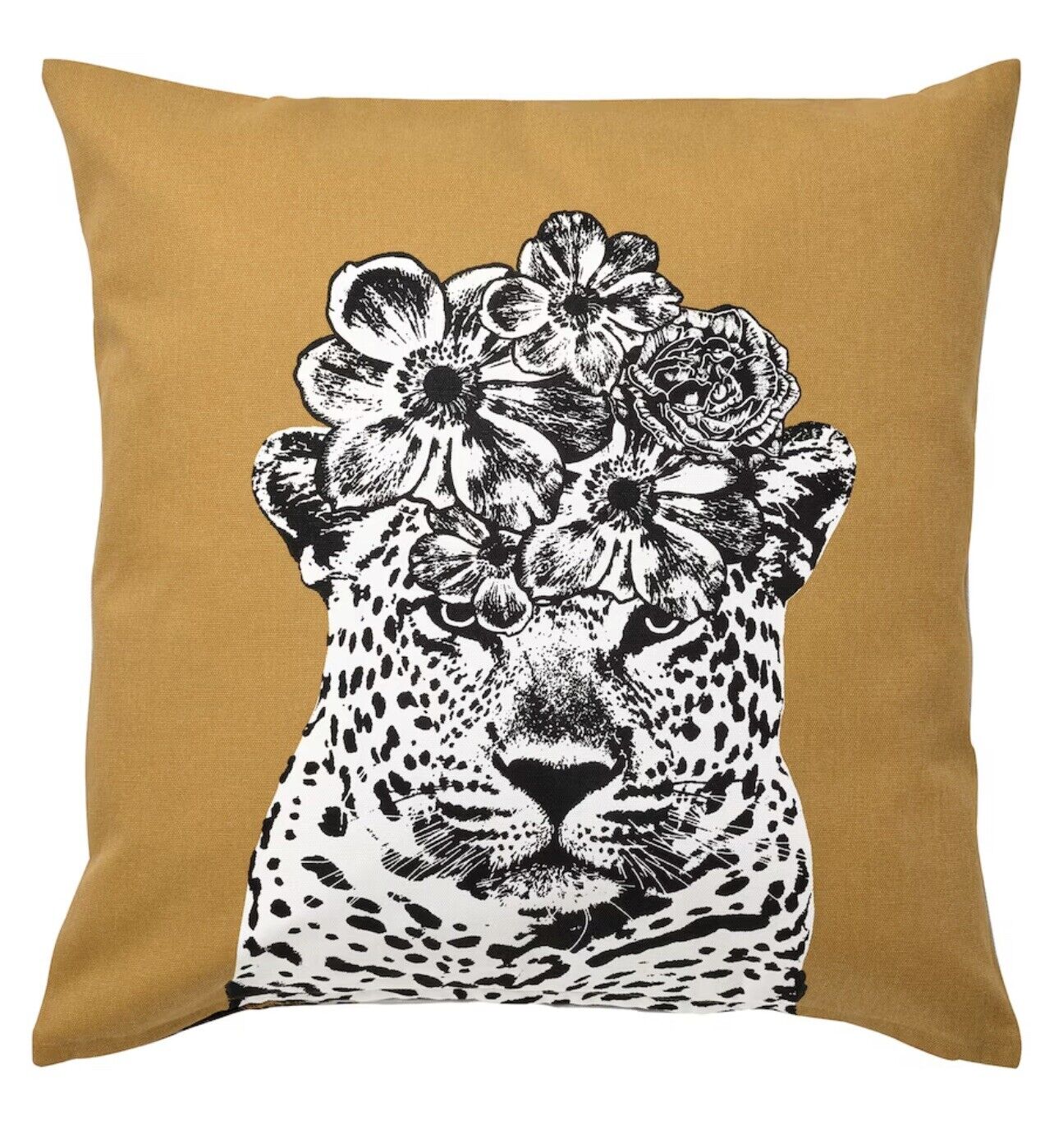 Ikea cushion pillow cover 20x20 Leopard Gold Black zipper NÄBBSPINNARE