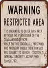 Warning Military Restricted Area Vintage Tin Metal Signs Home Décor 8x12