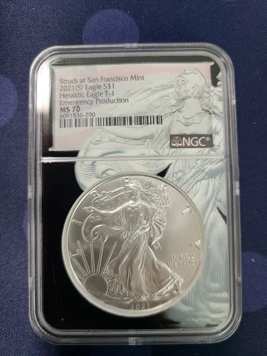 2021(S) American Silver Eagle T-1 Heraldic Emergency NGC MS70 Lady Liberty Core