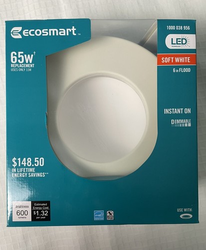 Ecosmart 65w Equivalent Soft White (2700k) Dimmable Led Indirect Recessed Bulb - Picture 1 of 5