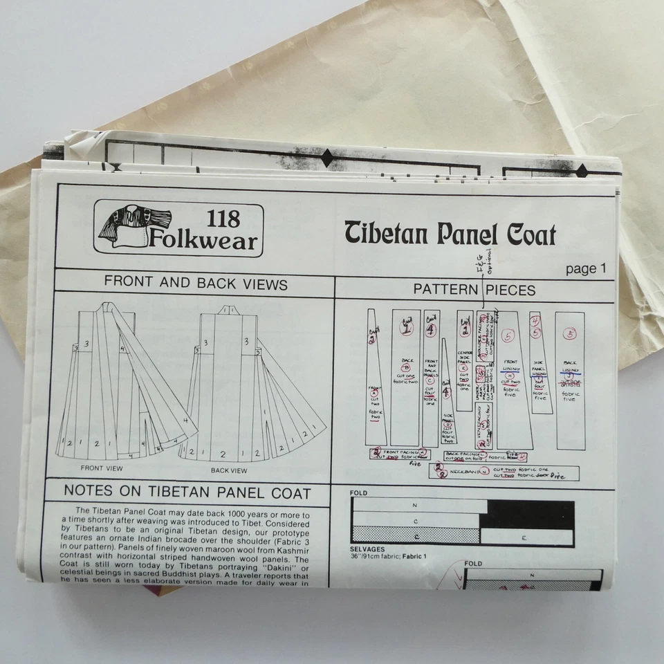 Abrigo o chaleco panel tibetano con patrón folkwear 118 para mujer talla 6-18 sin cortar FF DE COLECCIÓN Foto 4 de 4