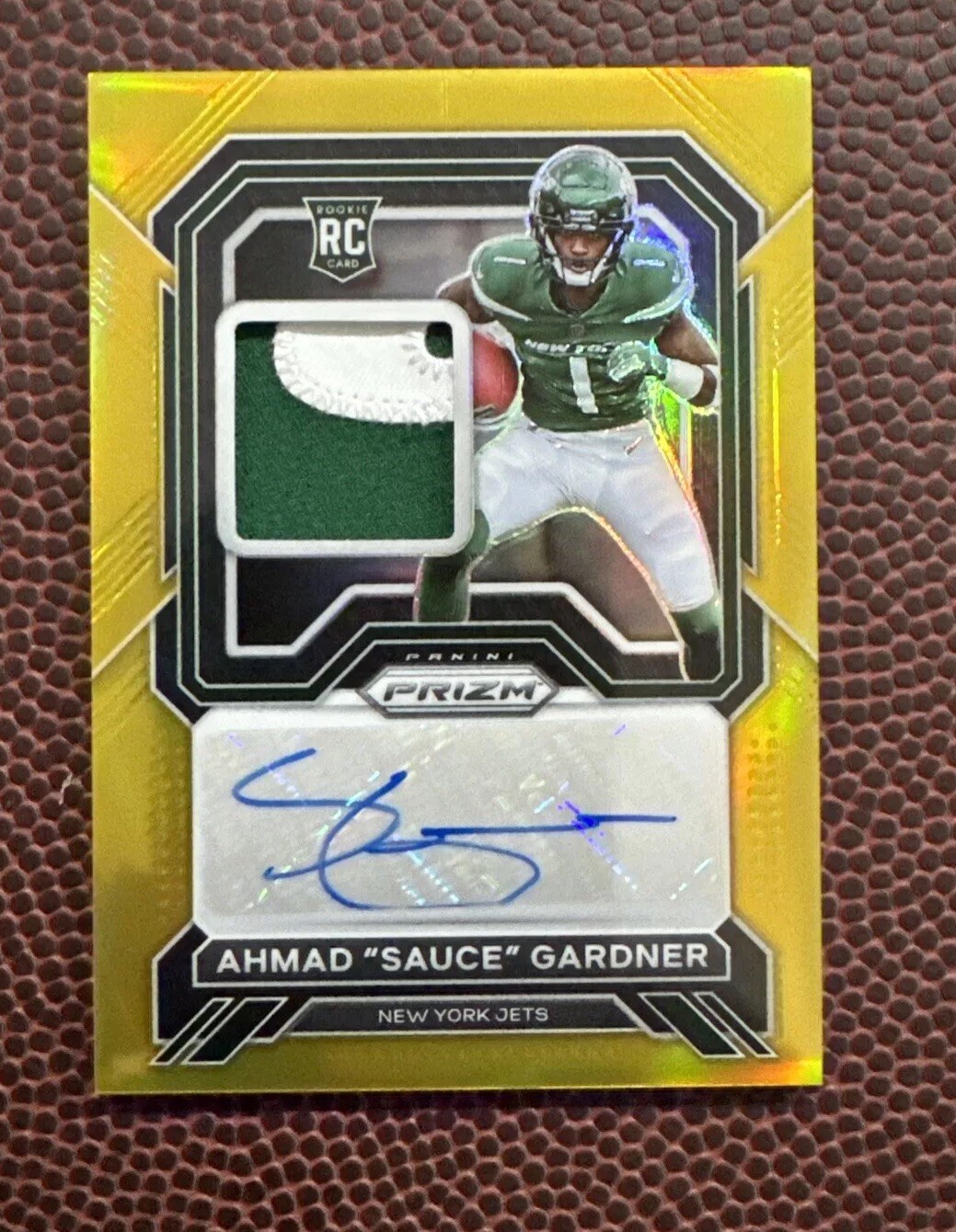Ahmad Sauce Gardner 2022 Panini Prizm SSP Gold /10 Rookie Patch Auto RPA RC