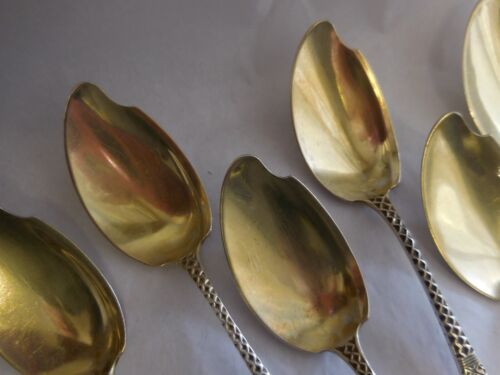 VANSANT PHILADELPHIA c1885 12 STERLING SILVER SAUCE SPOONS GEOMETRIC MONO "McC" - Picture 2 of 11