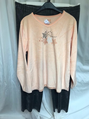 TCM Pyjamas „Bonne Nuit“ Nikki Aprikose/grau Gr 44/46