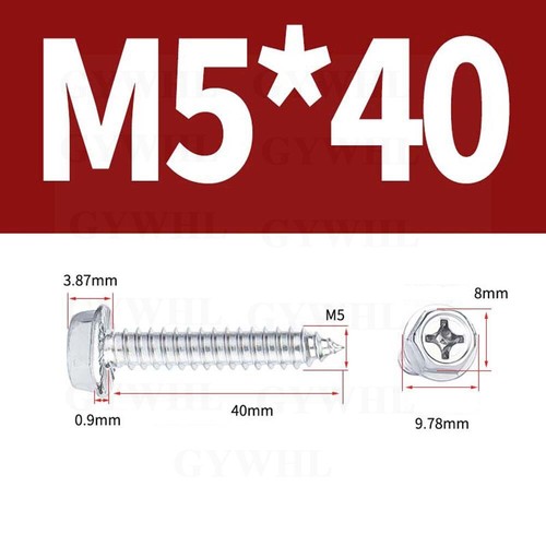 M3 - M6 Flanged Phillips Hexagon Self Tapping Screws Stainless Hex Head Tappers - Picture 66 of 104