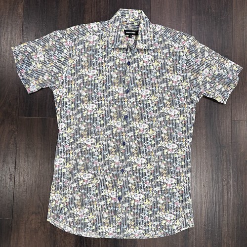 Jared Lang Sz S Men’s Floral Print Button Up Cotton Shirt Short Sleeve - Picture 1 of 7