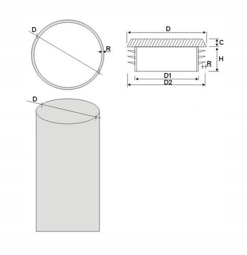 Bouchons à lamelles ronds 130 mm pour tube rond - bouchons ronds noirs - couv... - Imagen 6 de 9