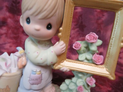 Precious Moments-#E2823R ''TO GOD BE THE GLORY''-Boy Holding Picture Frame-  NIB