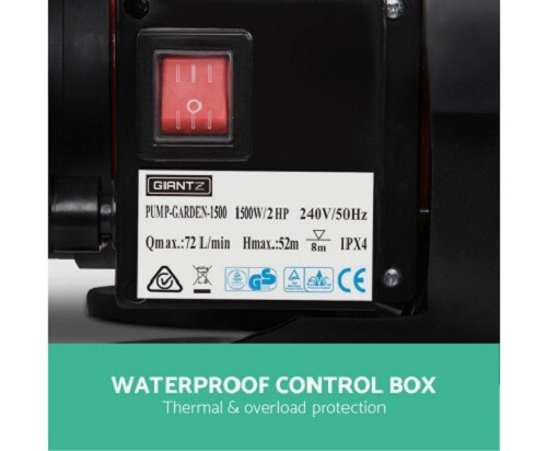 Giantz Electric High Pressure Garden Water Pump with Auto Controller 1500Watts - Picture 13 of 14