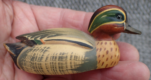 VINTAGE ANRI WILDLIFE SAMMLUNG HANDGESCHNITZT BEMALT GEWÖHNLICH TÜRKIS MINI ENTE KÖDER