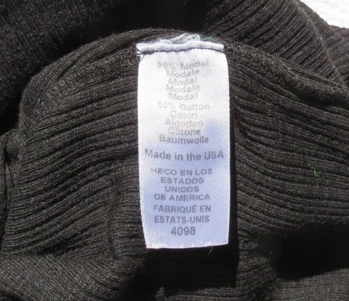 Michael Stars USA Damen O/S passt S M schwarz Rippstrick Rollkragen Top lang Slv - Bild 4 von 5