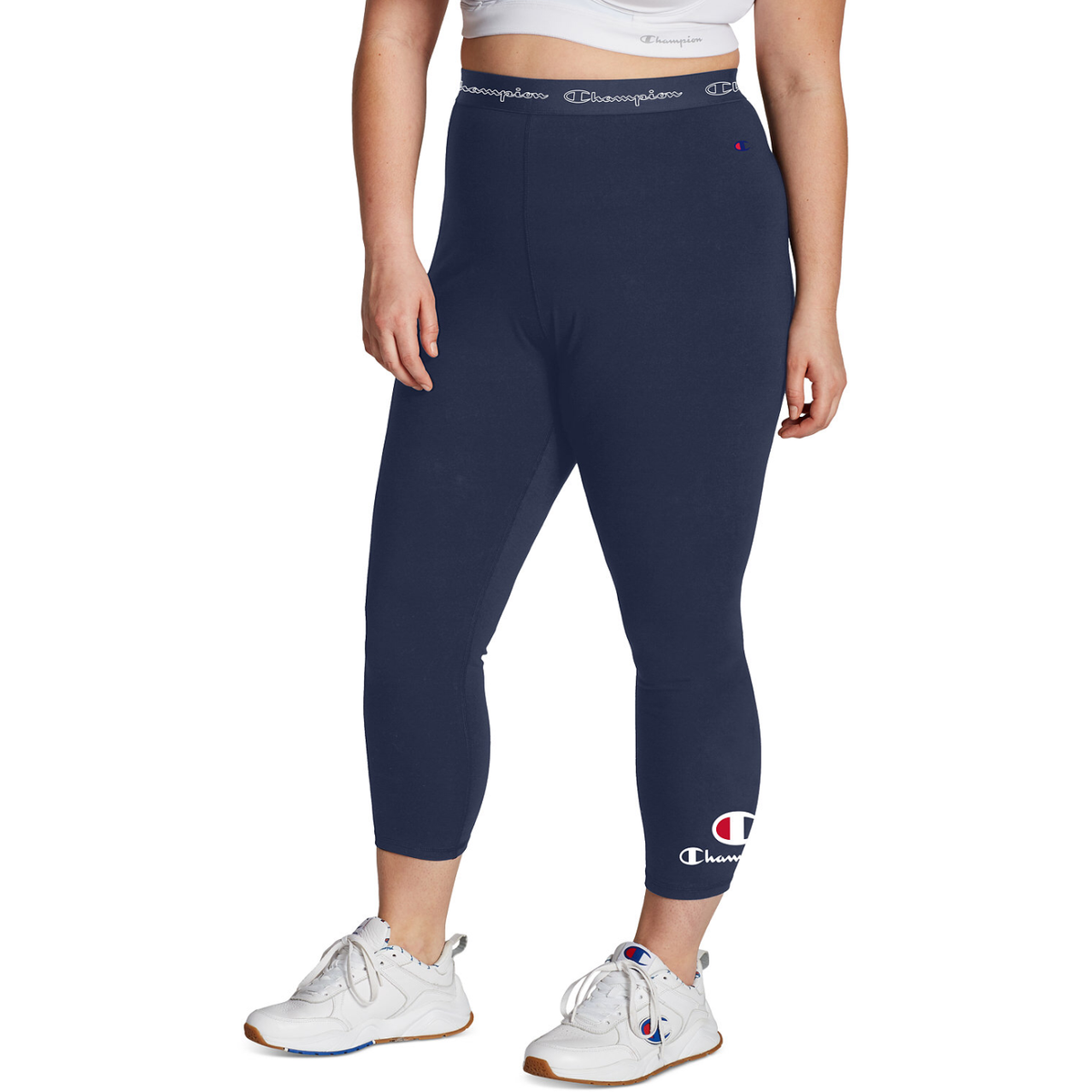 Champion Womens Navy 7/8 Double Dry Athletic Knit Leggings Pants Plus 3X  4X