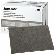 20-Pack Scotch-Brite 7448 Hand Pads Ultra Fine Gray 6"x9" Non-Woven Surface Pads