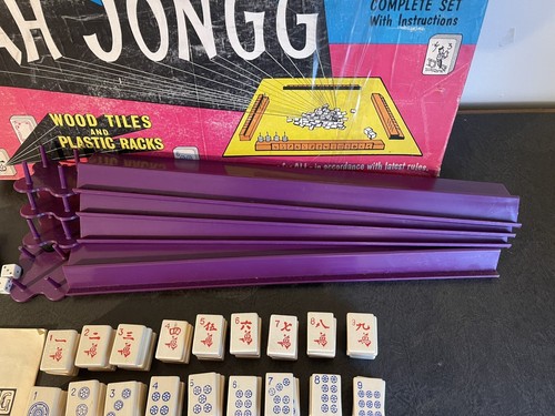 Vintage Cardinal Mah Jongg Jong - Wood Tiles Racks Book Box - NEAR COMPLETE - Picture 9 of 19