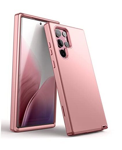 for Samsung Galaxy S22 Ultra 5G Case, 3 in 1 Full Body Heavy Duty Rose Gold