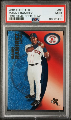 2001 SKYBOX E-X ESSENTIAL CREDENTIALS #99 MANNY RAMIREZ #/299 PSA 9 MINT NO 10's - Picture 1 of 2