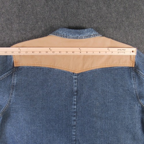Giacca blazer uomo Orvis 44 denim cappotto blu beige tela orlo spalle - Foto 15 di 18