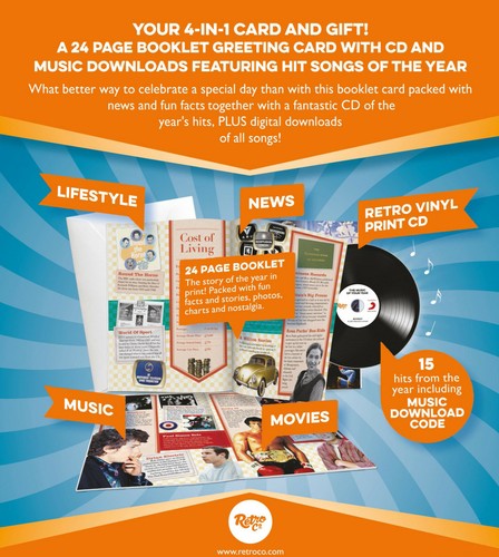 1960 Deluxe 24 Page Booklet Birthday Card + Music Downloads and Retro CD 65th - Picture 2 of 5