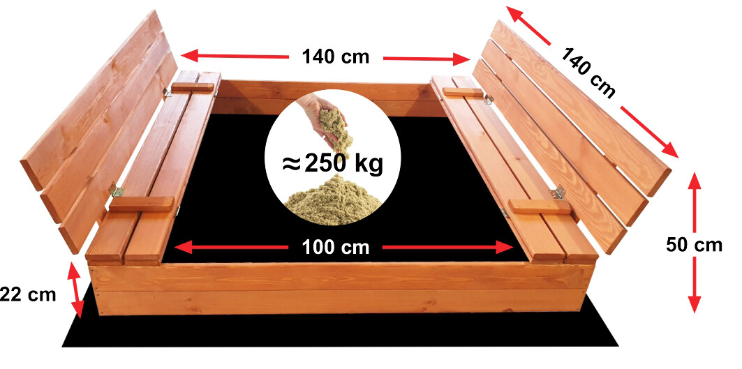 Sandkasten Aus Holz Mit Sitzbank Abdeckung Imprägniert