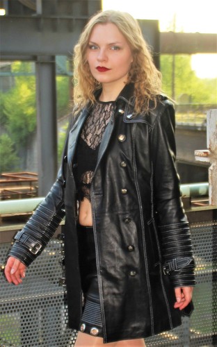 Trench nera coat pelle in morbida coat pelle Trench nera in ZqqRIrxw