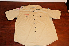 Boy Scouts of America BSA Men's Shirt Tan X-Large Sewn Patches Short Sleeve